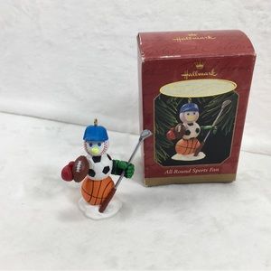 1997 Hallmark All Around Sports Fan Ornament Signed Artist Nello Williams 2.5”